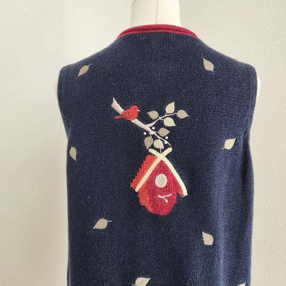 Vintage Y2K Christopher & Banks Navy Blue Fall Knit Sleeveless Sweater Vest S - Picture 7 of 10